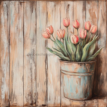 Floral Sign, Tulips Sign, DCO-02387, Sign For Wreath, 10x10 Metal Sign